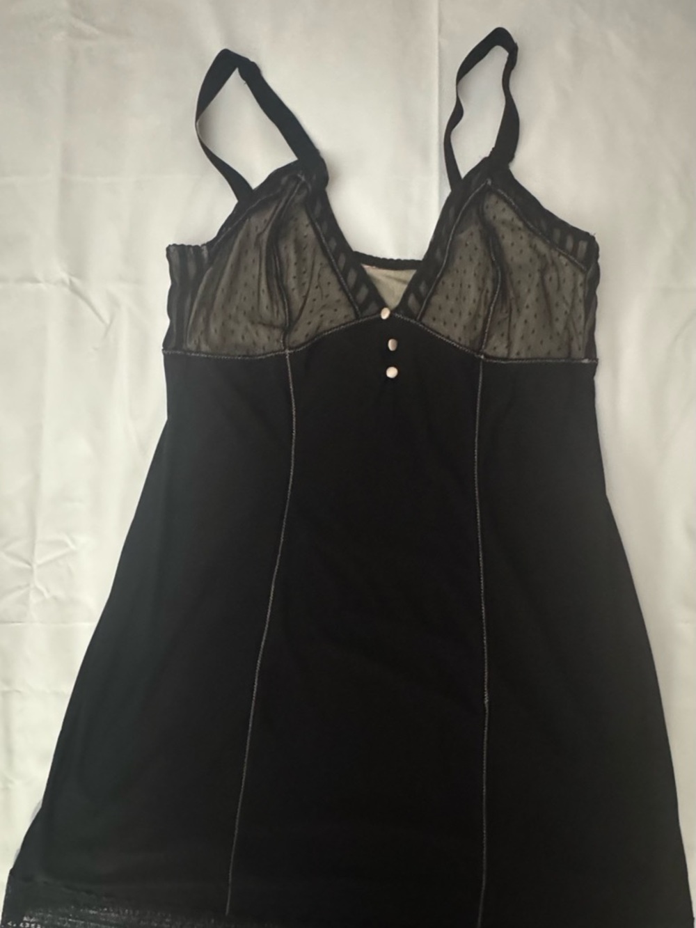 Sheer Trim Black Chemise Nightdress